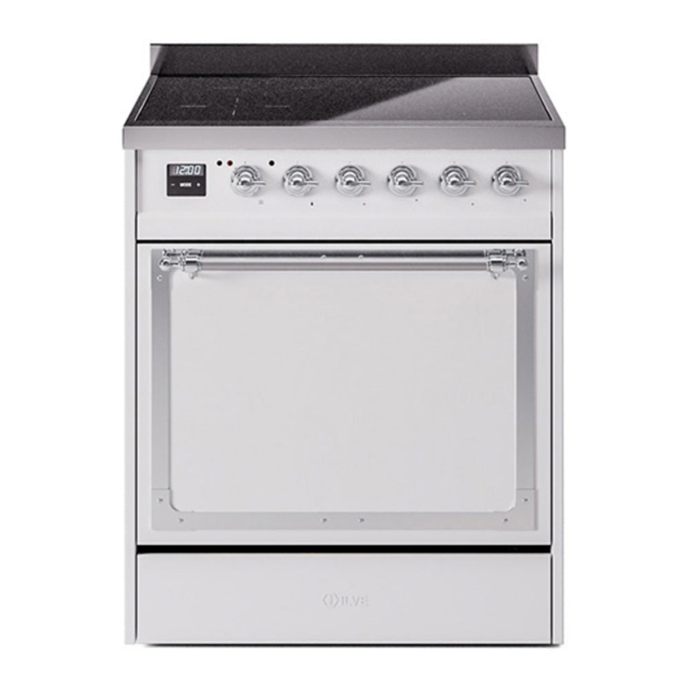 ILVE Nostalgie II Noblesse 30" White Induction Range with 4 Elements Solid Door