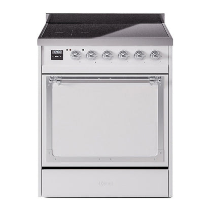 ILVE Nostalgie II Noblesse 30" White Induction Range with 4 Elements Solid Door