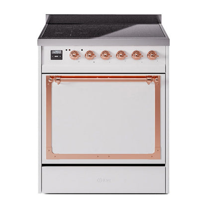 ILVE Nostalgie II Noblesse 30" White Induction Range with 4 Elements Solid Door