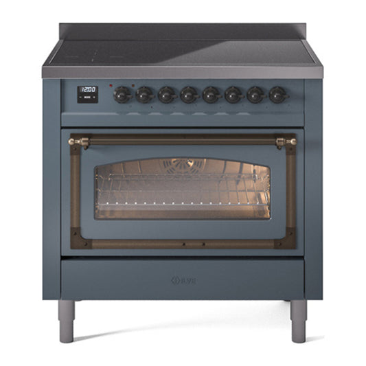 ILVE Nostalgie II Noblesse 36" Blue Grey Induction Range with 6 Elements Triple Glass Door