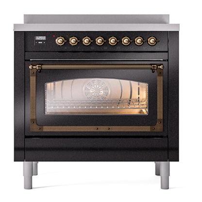 ILVE Nostalgie II Noblesse 36" Glossy Black Induction Range with 6 Elements Triple Glass Door