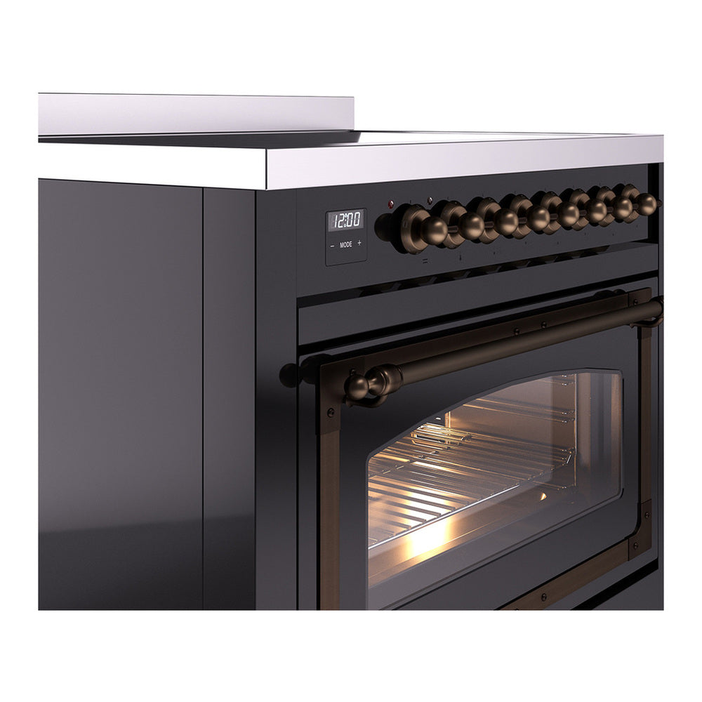 ILVE Nostalgie II Noblesse 36" Glossy Black Induction Range with 6 Elements Triple Glass Door