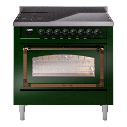 ILVE Nostalgie II Noblesse 36" Emerald Green Induction Range with 6 Elements Triple Glass Door