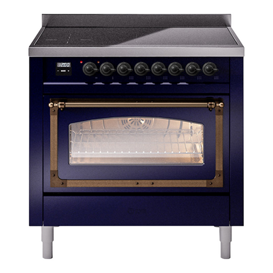 ILVE Nostalgie II Noblesse 36" Midnight Blue Induction Range with 6 Elements Triple Glass Door