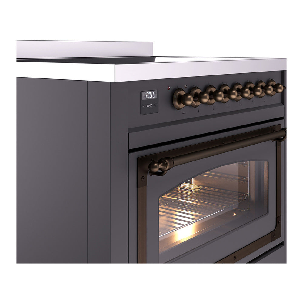 ILVE Nostalgie II Noblesse 36" Graphite Matte Induction Range with 6 Elements Triple Glass Door