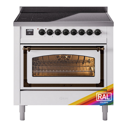 ILVE Nostalgie II Noblesse 36" RAL Induction Range with 6 Elements Triple Glass Door