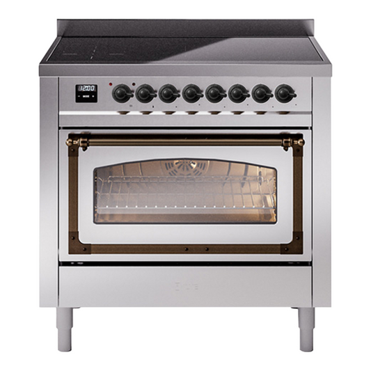 ILVE Nostalgie II Noblesse 36" Stainless Steel Induction Range with 6 Elements Triple Glass Door