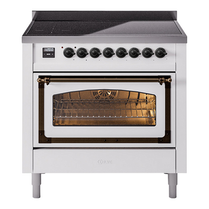 ILVE Nostalgie II Noblesse 36" White Induction Range with 6 Elements Triple Glass Door