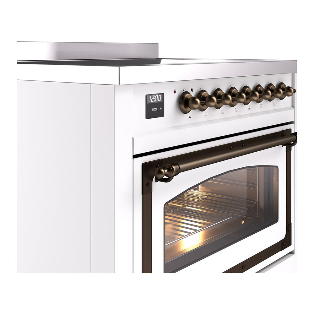 ILVE Nostalgie II Noblesse 36" White Induction Range with 6 Elements Triple Glass Door