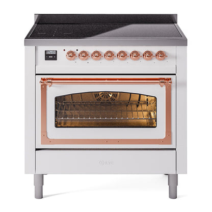ILVE Nostalgie II Noblesse 36" White Induction Range with 6 Elements Triple Glass Door