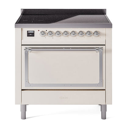 ILVE Nostalgie II Noblesse 36" Antique White Induction Range with 6 Elements Solid Door