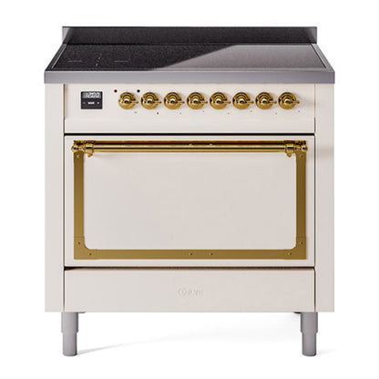 ILVE Nostalgie II Noblesse 36" Antique White Induction Range with 6 Elements Solid Door