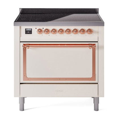 ILVE Nostalgie II Noblesse 36" Antique White Induction Range with 6 Elements Solid Door