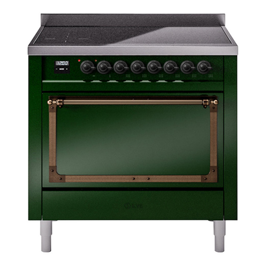 ILVE Nostalgie II Noblesse 36" Emerald Green Induction Range with 6 Elements Solid Door