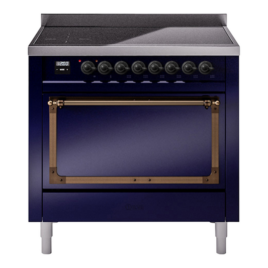 ILVE Nostalgie II Noblesse 36" Midnight Blue Induction Range with 6 Elements Solid Door