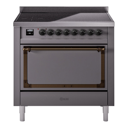 ILVE Nostalgie II Noblesse 36" Graphite Matte Induction Range with 6 Elements Solid Door