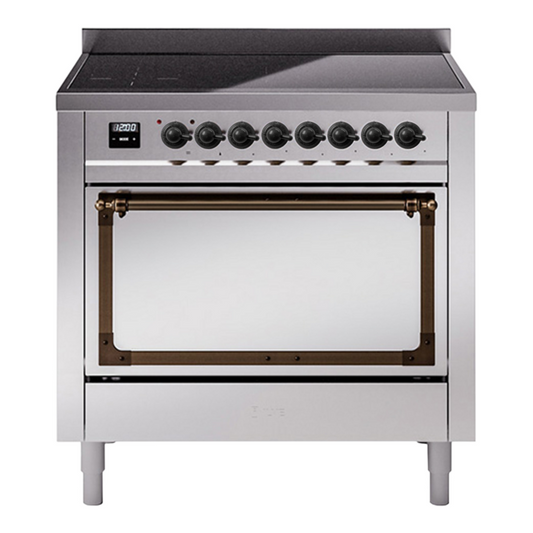 ILVE Nostalgie II Noblesse 36" Stainless Steel Induction Range with 6 Elements Solid Door