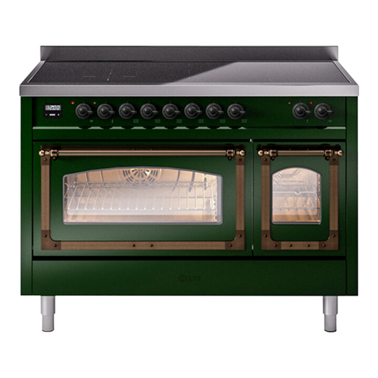 ILVE Nostalgie II Noblesse 48" Emerald Green Induction Range with 6 Elements Triple Glass Door
