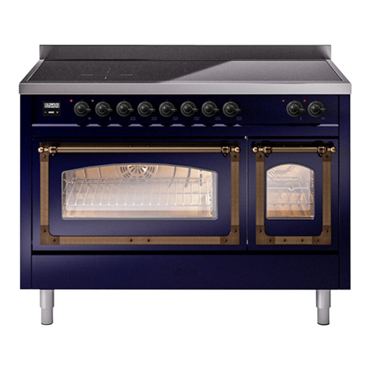 ILVE Nostalgie II Noblesse 48" Midnight Blue Induction Range with 6 Elements Triple Glass Door