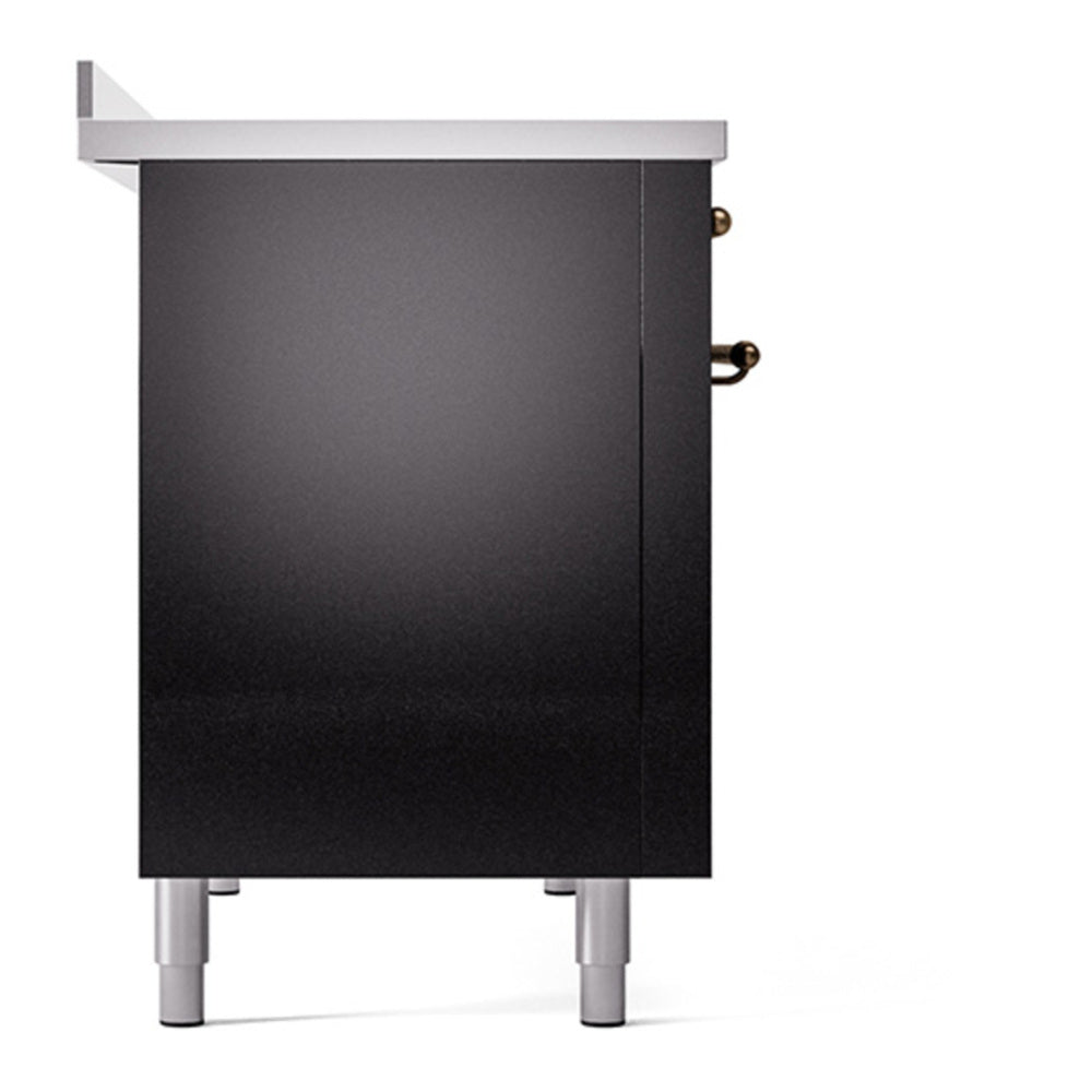 ILVE Nostalgie II Noblesse 48" Glossy Black Induction Range with 6 Elements Solid Door