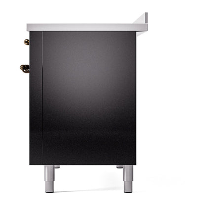 ILVE Nostalgie II Noblesse 48" Glossy Black Induction Range with 6 Elements Solid Door