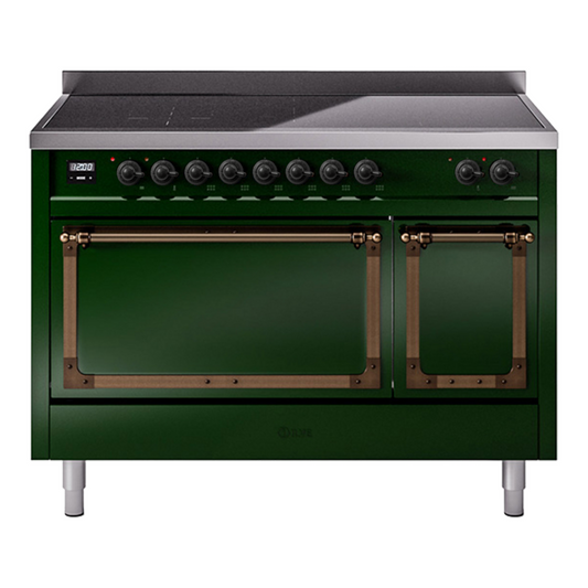 ILVE Nostalgie II Noblesse 48" Emerald Green Induction Range with 6 Elements Solid Door
