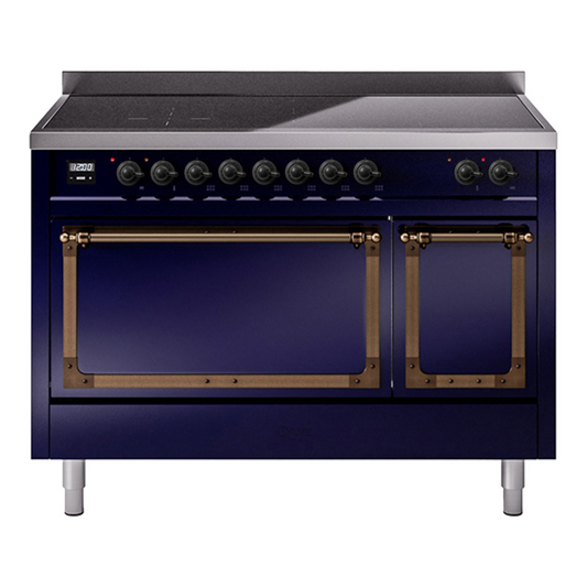 ILVE Nostalgie II Noblesse 48" Midnight Blue Induction Range with 6 Elements Solid Door