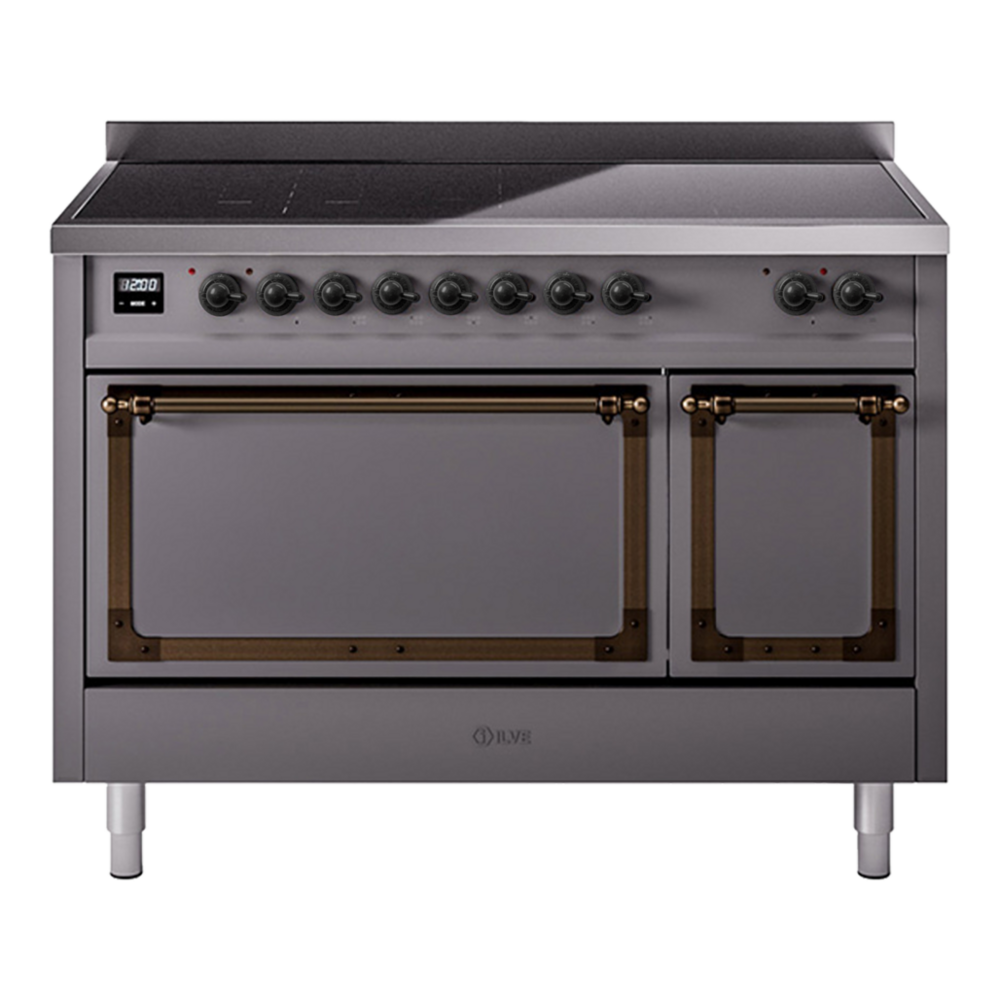 ILVE Nostalgie II Noblesse 48" Graphite Matte Induction Range with 6 Elements Solid Door
