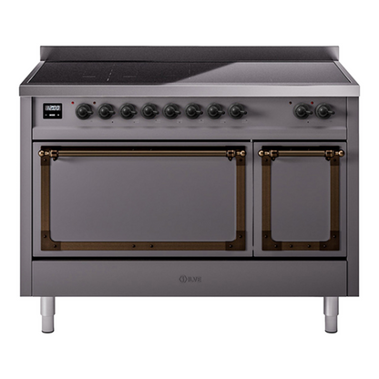 ILVE Nostalgie II Noblesse 48" Graphite Matte Induction Range with 6 Elements Solid Door