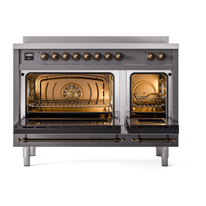 ILVE Nostalgie II Noblesse 48" Graphite Matte Induction Range with 6 Elements Solid Door