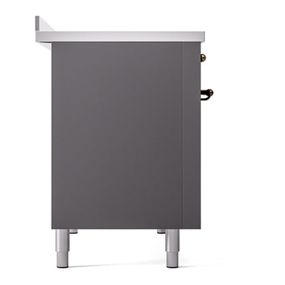 ILVE Nostalgie II Noblesse 48" Graphite Matte Induction Range with 6 Elements Solid Door