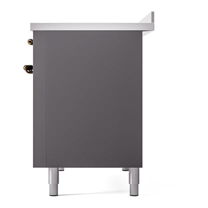 ILVE Nostalgie II Noblesse 48" Graphite Matte Induction Range with 6 Elements Solid Door