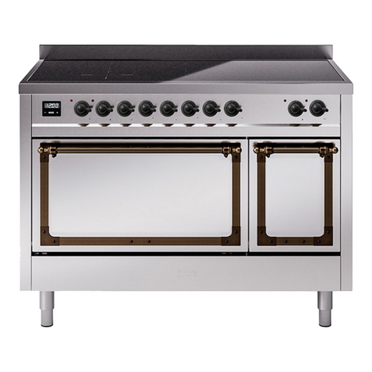 ILVE Nostalgie II Noblesse 48" Stainless Steel Induction Range with 6 Elements Solid Door