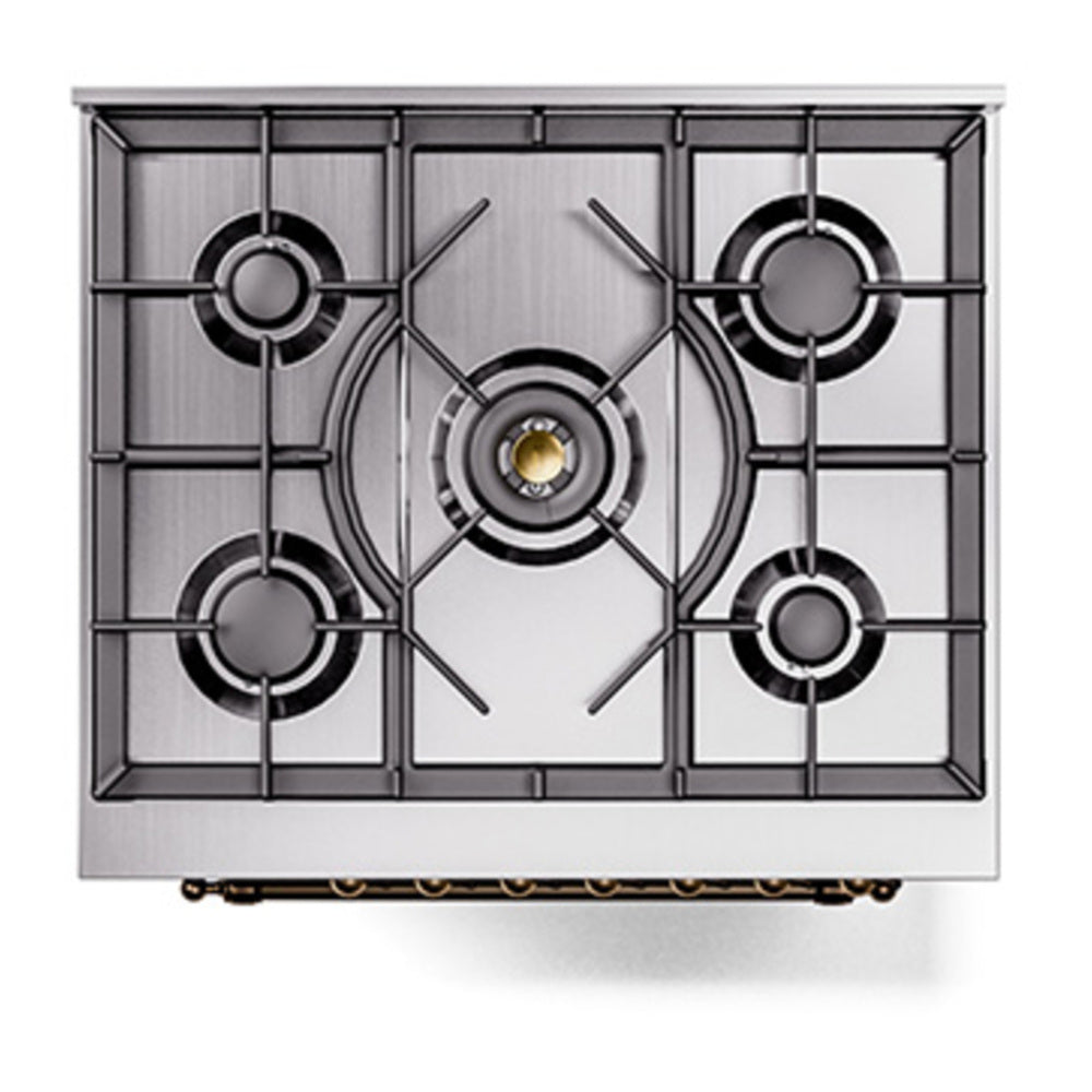 ILVE Nostalgie II 30" Glossy Black Dual Fuel Range with 5 Burners Triple Glass Door Natural Gas