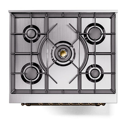 ILVE Nostalgie II 30" Glossy Black Dual Fuel Range with 5 Burners Triple Glass Door Natural Gas