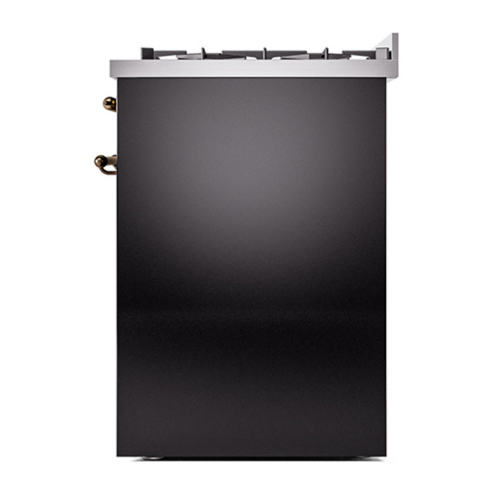 ILVE Nostalgie II 30" Glossy Black Dual Fuel Range with 5 Burners Triple Glass Door Natural Gas