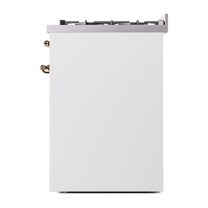 ILVE Nostalgie II 30" White Dual Fuel Range with 5 Burners Triple Glass Door Natural Gas