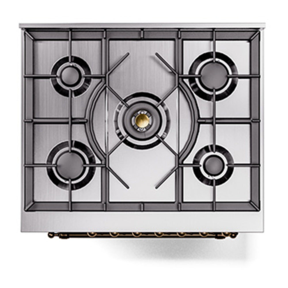 ILVE Nostalgie II 30" Burgundy Dual Fuel Range with 5 Burners Solid Door Liquid Propane