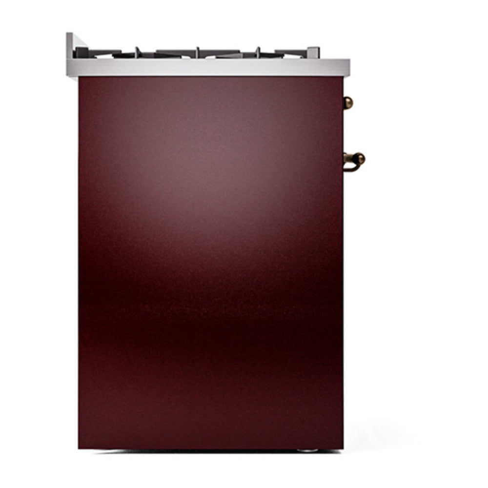 ILVE Nostalgie II 30" Burgundy Dual Fuel Range with 5 Burners Solid Door Liquid Propane
