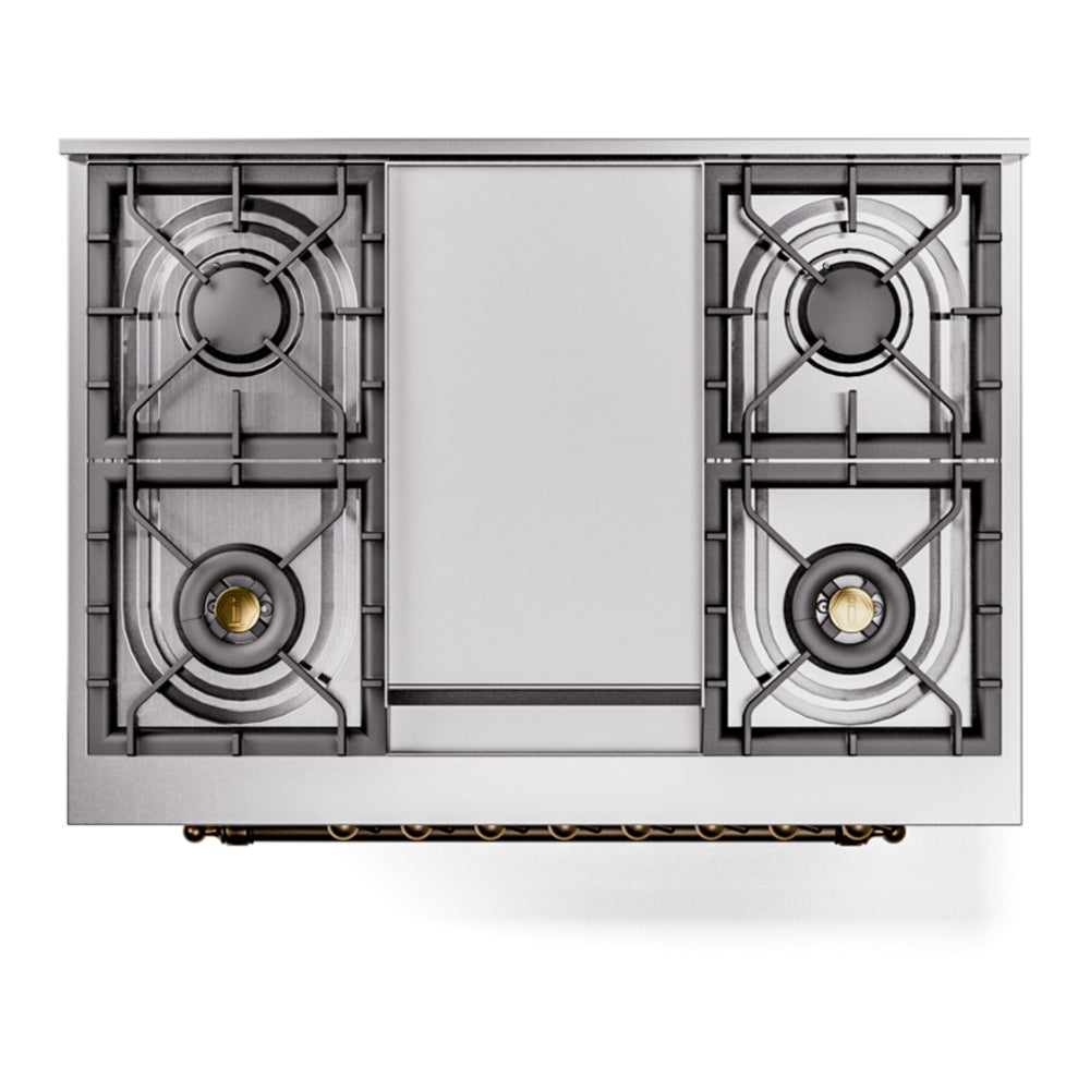 ILVE Nostalgie II 36" Burgundy Dual Fuel Range with 6 Burners and Griddle Triple Glass Door Liquid Propane