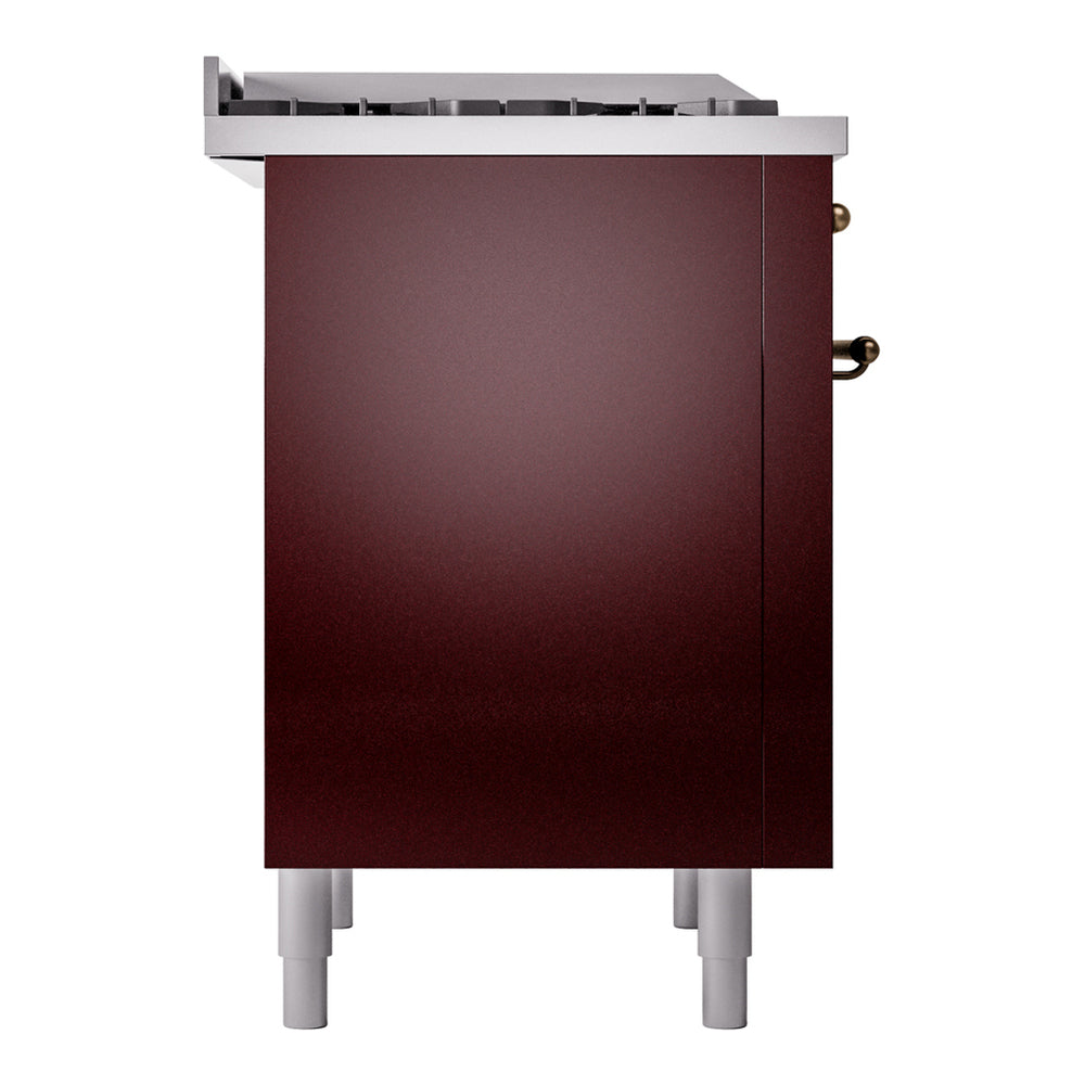 ILVE Nostalgie II 36" Burgundy Dual Fuel Range with 6 Burners and Griddle Triple Glass Door Liquid Propane