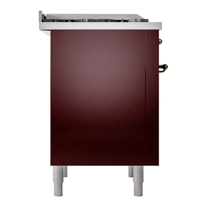 ILVE Nostalgie II 36" Burgundy Dual Fuel Range with 6 Burners and Griddle Triple Glass Door Liquid Propane