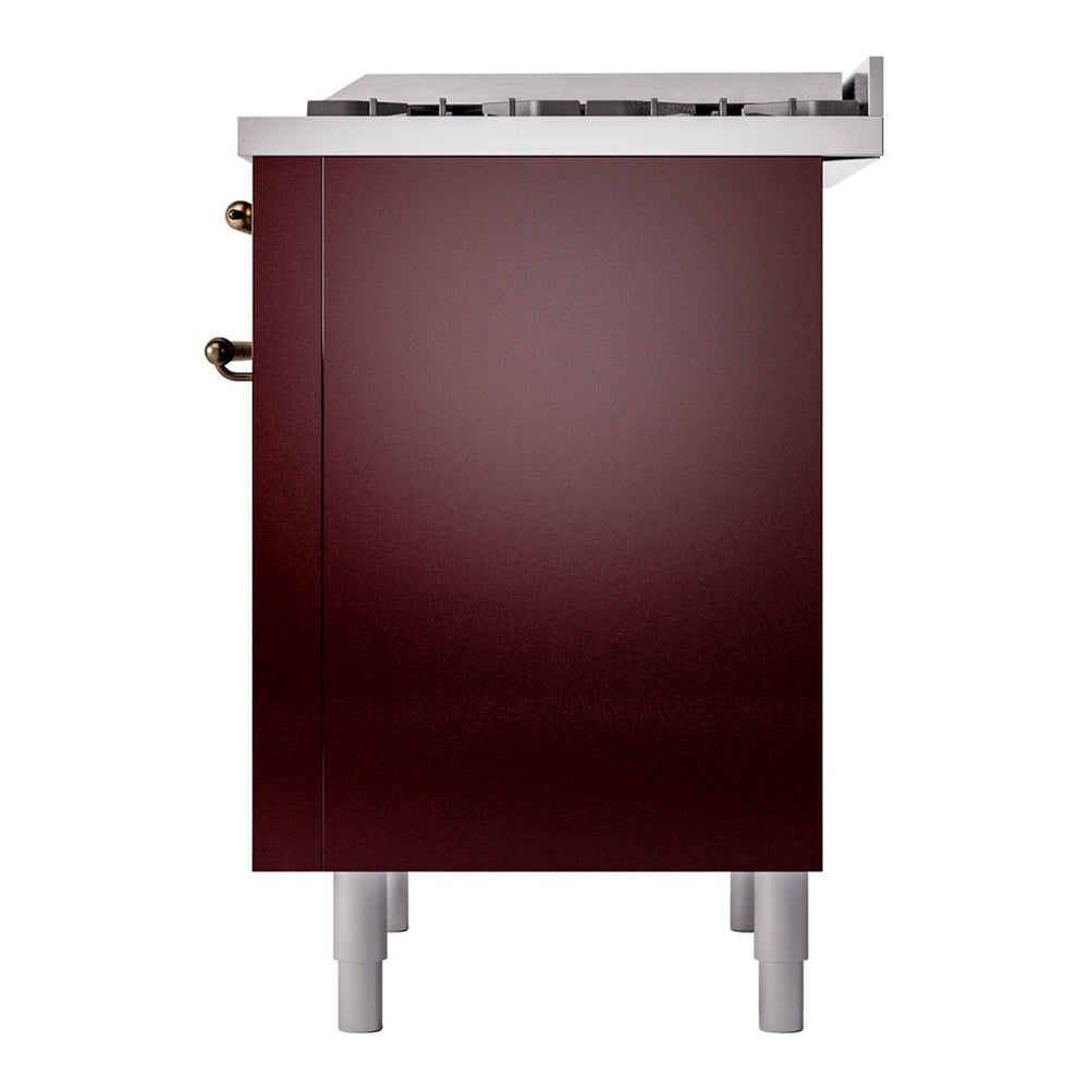 ILVE Nostalgie II 36" Burgundy Dual Fuel Range with 6 Burners and Griddle Triple Glass Door Liquid Propane