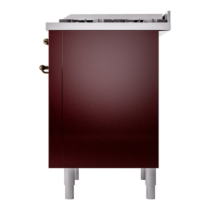 ILVE Nostalgie II 36" Burgundy Dual Fuel Range with 6 Burners and Griddle Triple Glass Door Liquid Propane