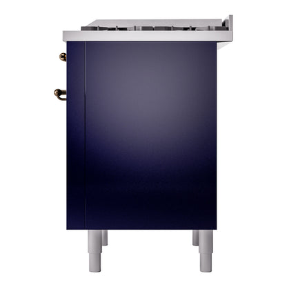ILVE Nostalgie II 36" Midnight Blue Dual Fuel Range with 6 Burners and Griddle Triple Glass Door Liquid Propane