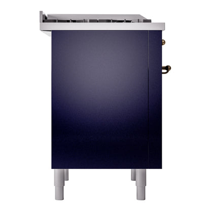 ILVE Nostalgie II 36" Midnight Blue Dual Fuel Range with 6 Burners and Griddle Triple Glass Door Natural Gas