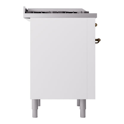 ILVE Nostalgie II 36" White Dual Fuel Range with 6 Burners and Griddle Triple Glass Door Natural Gas