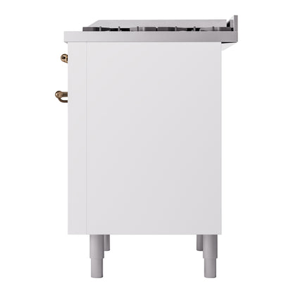 ILVE Nostalgie II 36" White Dual Fuel Range with 6 Burners and Griddle Triple Glass Door Natural Gas