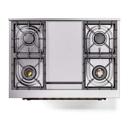 ILVE Nostalgie II 36" Midnight Blue Dual Fuel Range with 6 Burners and Griddle Solid Door Natural Gas