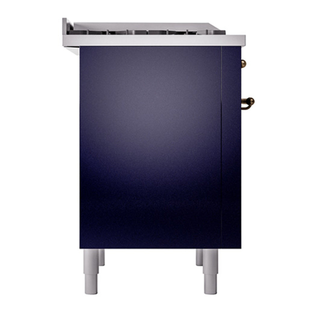 ILVE Nostalgie II 36" Midnight Blue Dual Fuel Range with 6 Burners and Griddle Solid Door Natural Gas
